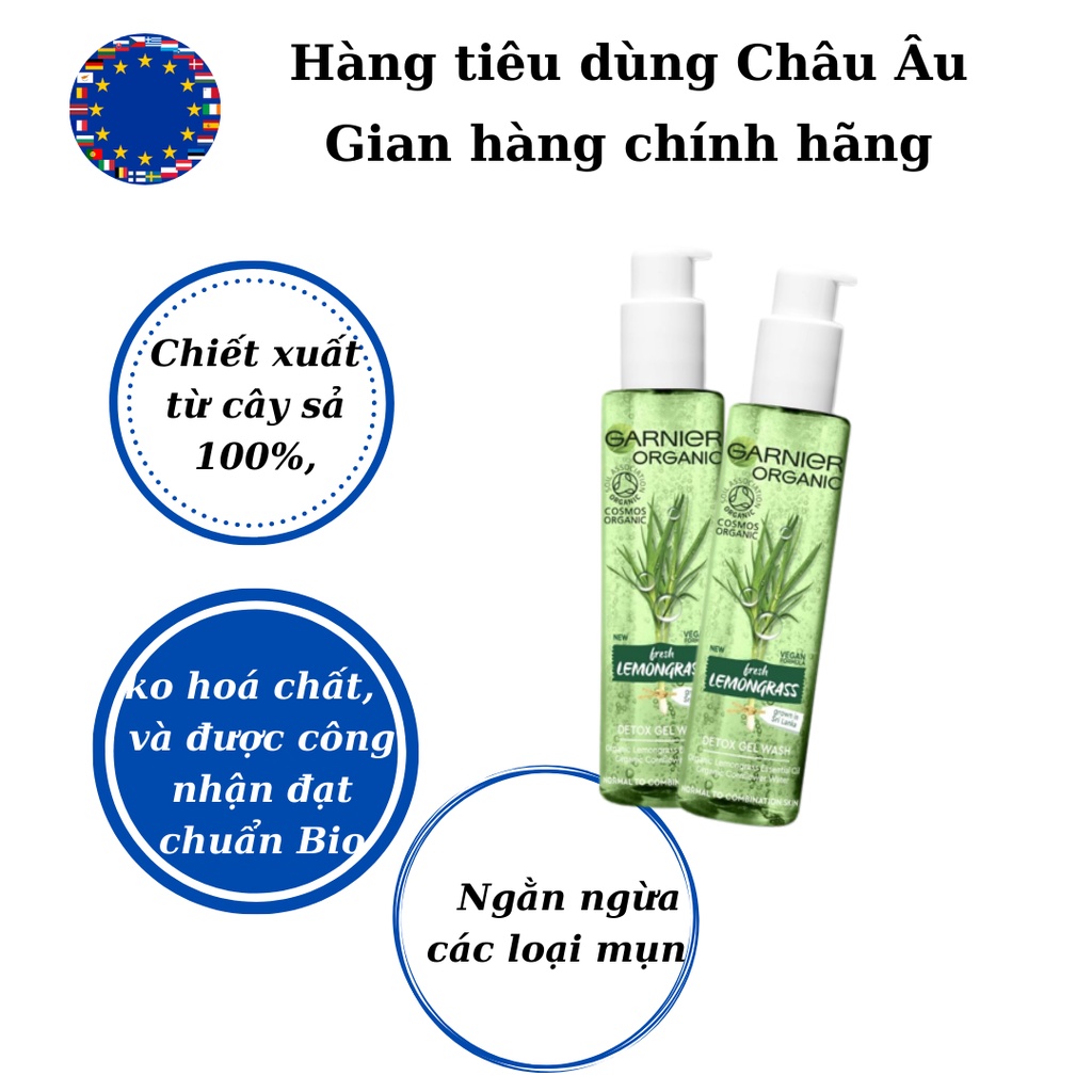Sữa rửa mặt Garnier, gel rửa mặt ngăn ngừa mụn, mịn da, chiết xuất thiên nhiên, nội địa Đức