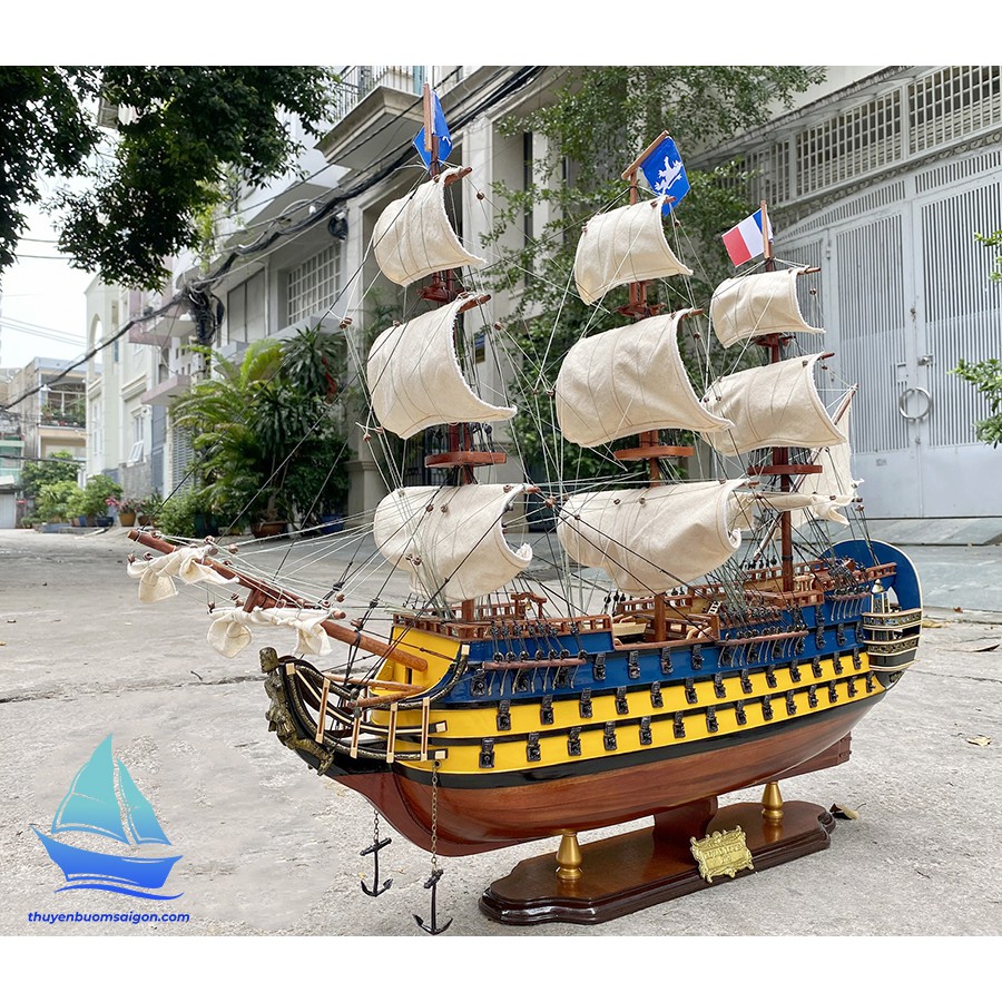 Mô hình thuyền buồm trang trí Royal Louis gỗ tự nhiên lắp ráp sẵn, thuyền gỗ mỹ nghệ xuất khẩu