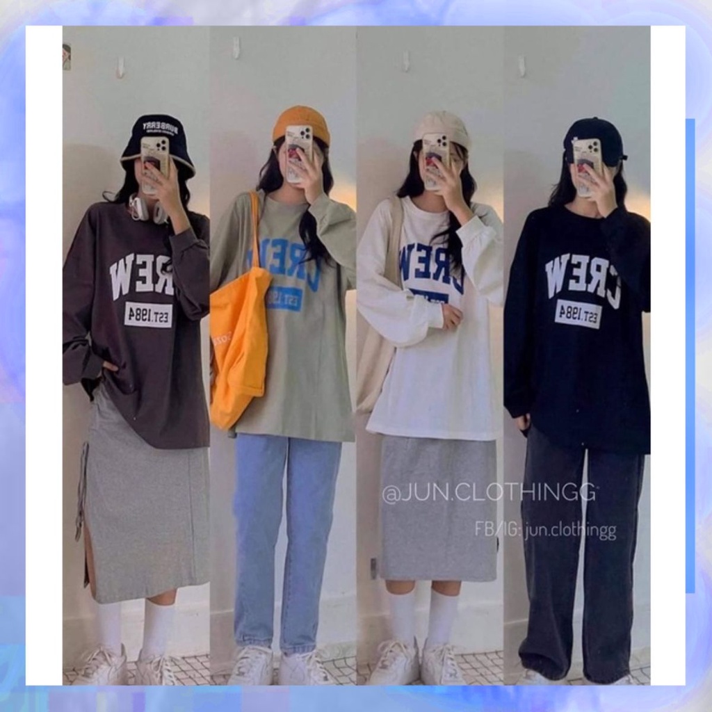 Áo thun dài tay Crew form thụng về hàng form 58kg