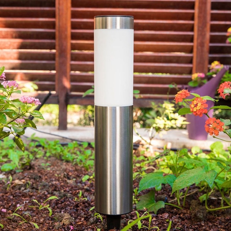 Đèn Trang Trí Sân Vườn Tiết Kiệm Năng Lượng Hình Trụ Bằng Thép Không Gỉ