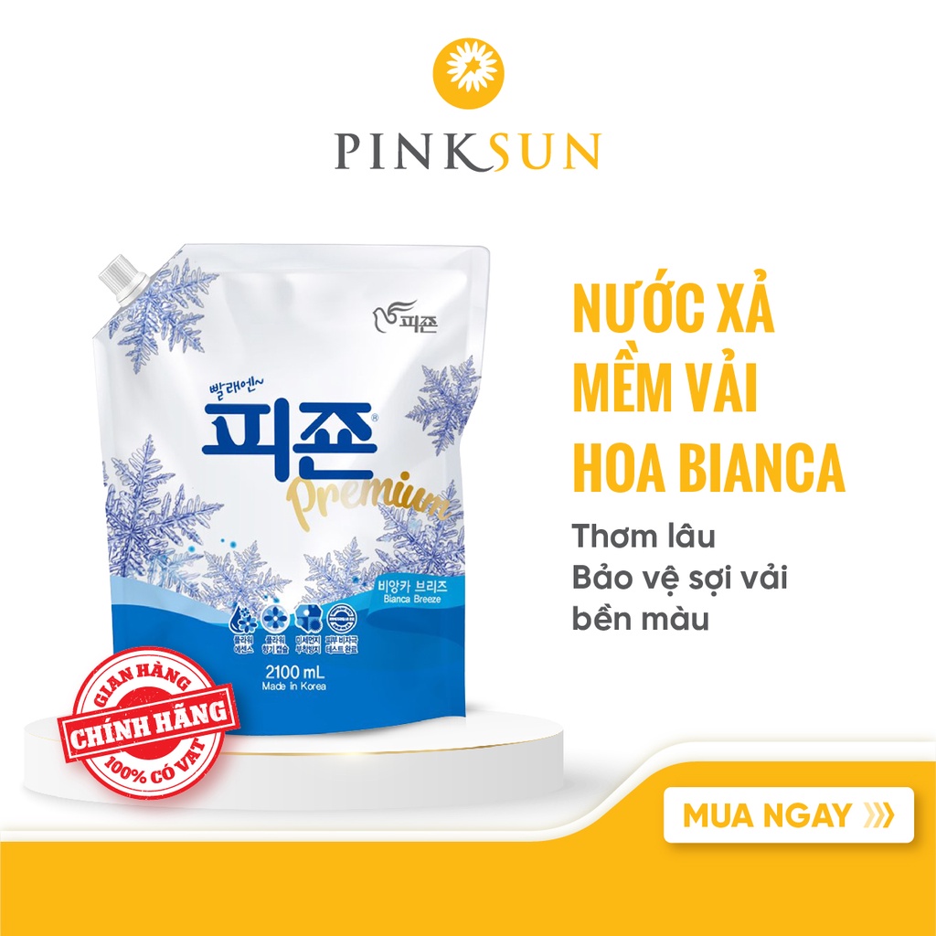 Nước Xả Vải Hương Hoa Bianca PIGEON Hàn Quốc Khử Mùi, Chống Nấm Mốc  2.1L/túi