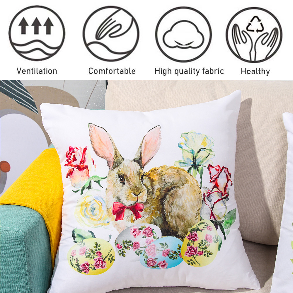 Daphne Vỏ Gối In Họa Tiết Thỏ Phục Sinh Độc Đáo Trang Trí Ghế Sofa / Phòng Ngủ / Văn Phòng