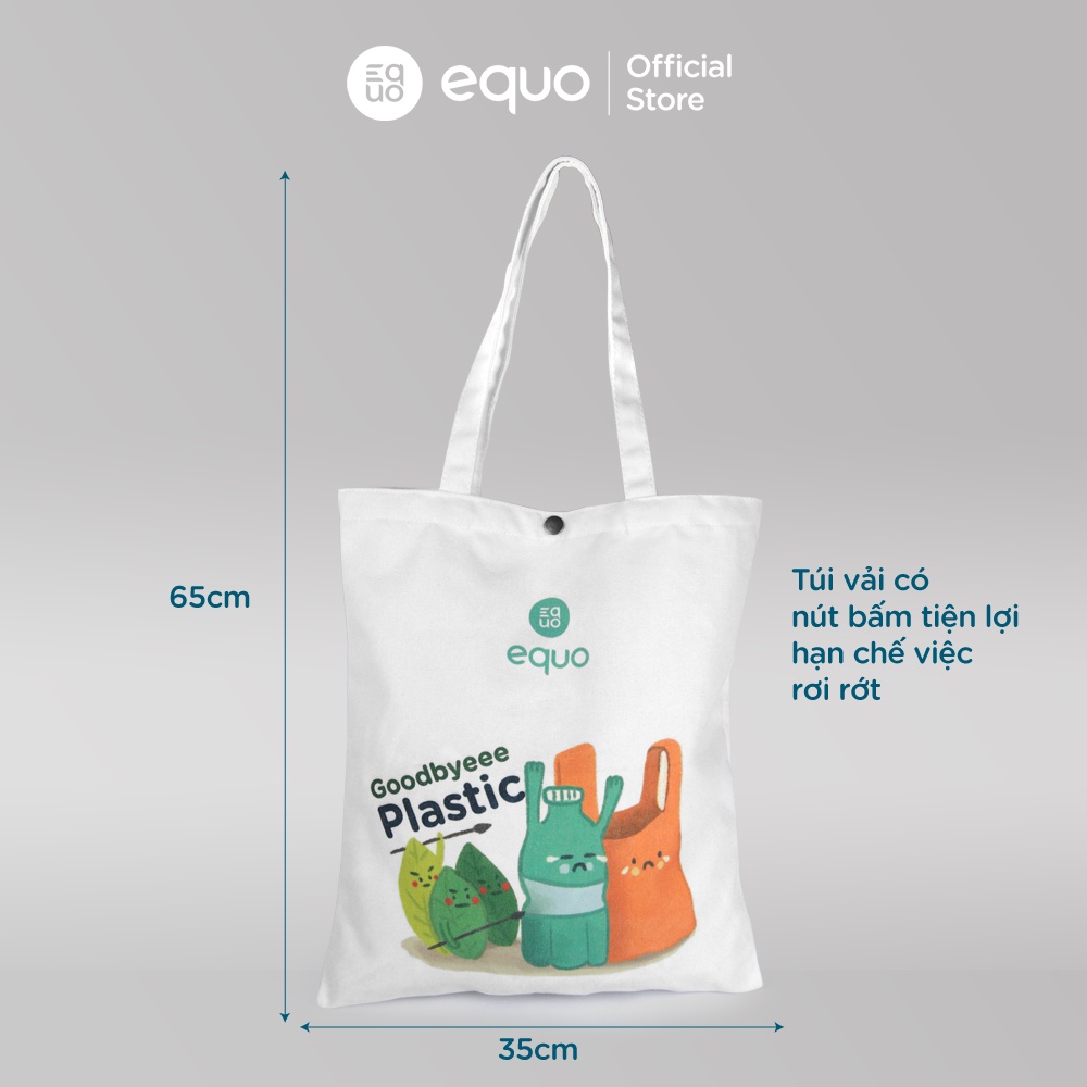 Túi vải EQUO thiết kế Goodbye Plastic sử dụng được nhiều lần size 630x35