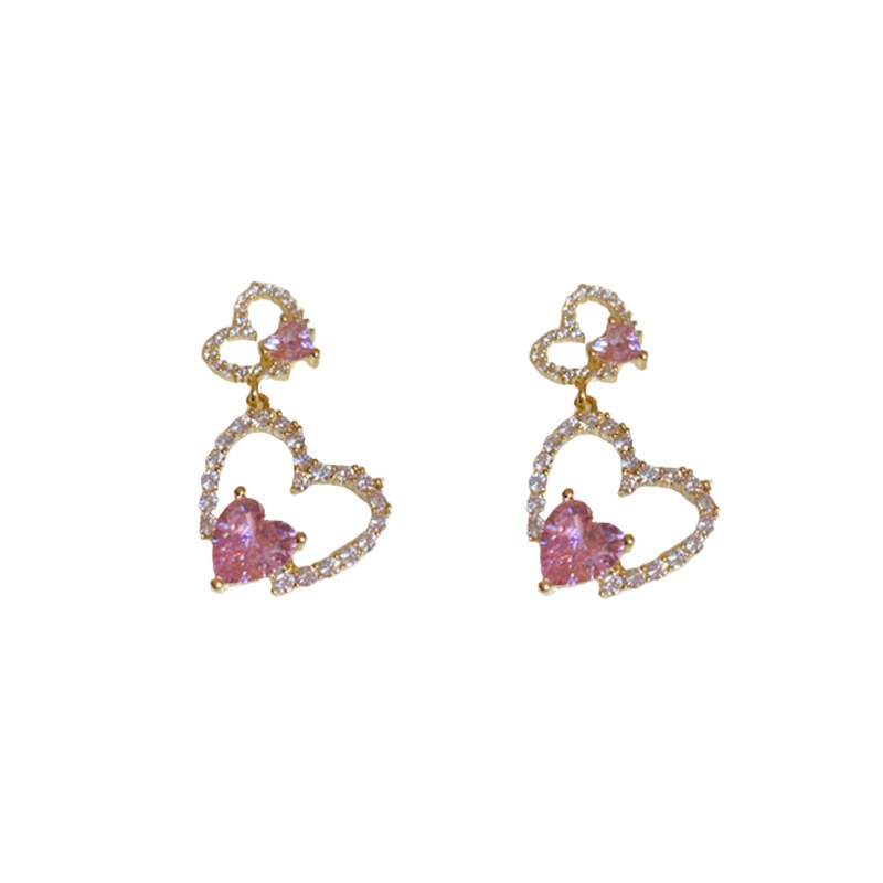 Khuyên Tai Hình Trái Tim Đính Đá Zircon Thời Trang Cao Cấp 2022