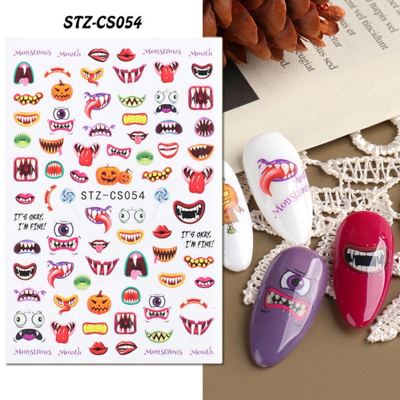 [Hàng mới về] Miếng Dán Trang Trí Móng Tay Thủ Công Thiết Kế Hình Lá Cây/Hình Halloween 3D