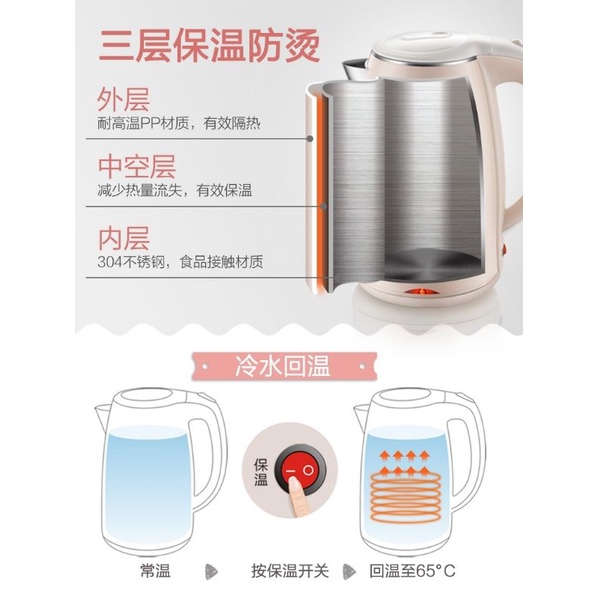 ẤM ĐUN NƯỚC SIÊU TỐC DUNG TÍCH 1.7L CHÍNH HÃNG BEAR BẢO HÀNH 6 THÁNG