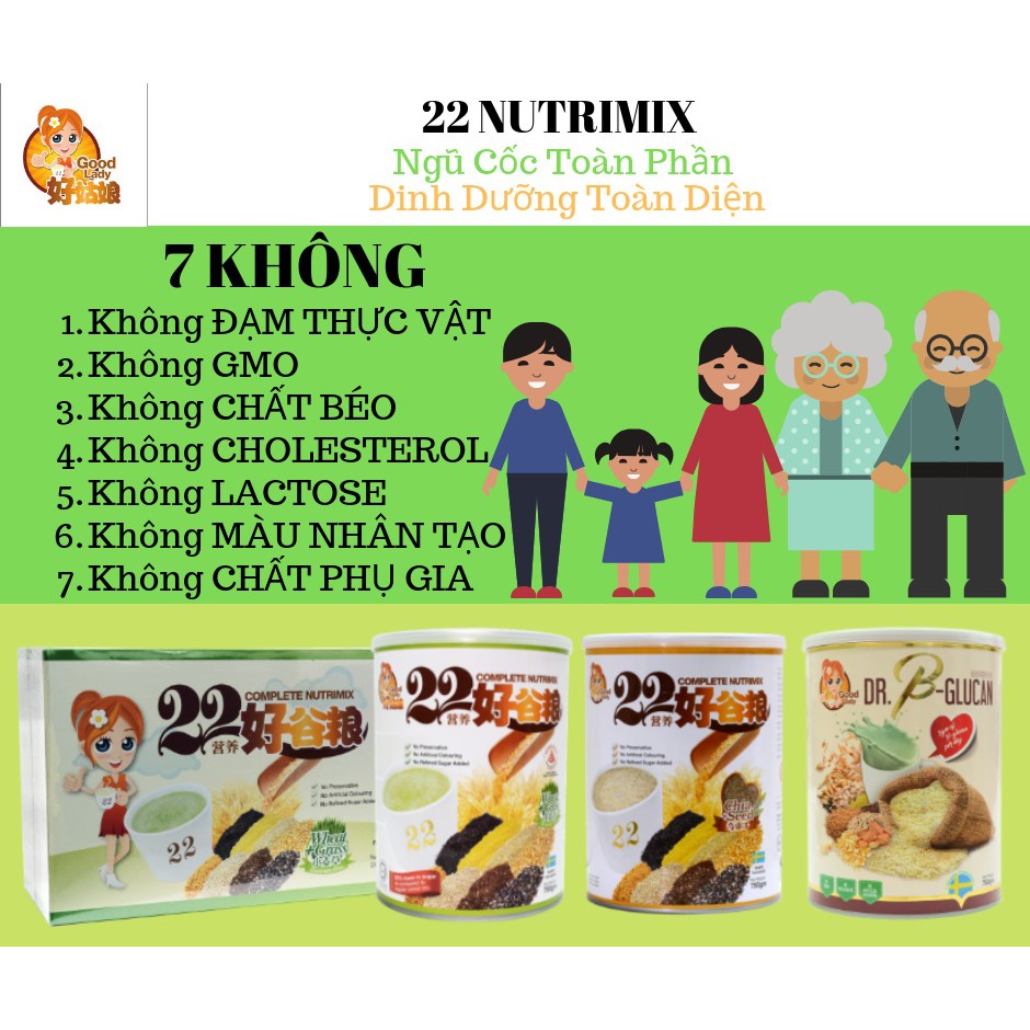 Combo 2 hộp bột ngũ cốc dinh dưỡng 22 Complete Nutrimix Chia Seed (Hạt Chia) 750g + Tặng 1 hộp 22 Nutrimix 250g
