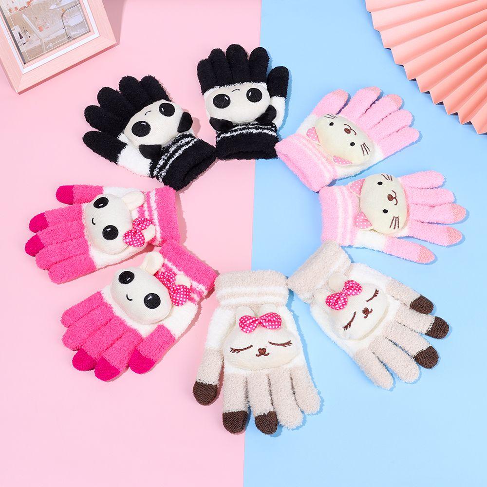 MIHAN1 Găng Tay Nhung Dày Dặn Kiểu Dáng Hoạt Hình Dễ Thương Xinh Xắn Cho