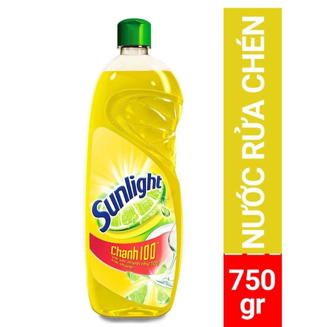 Nước rửa chén Sunlight Chanh 100 chiết xuất chanh tươi chai 725ml