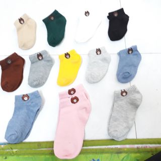 10 đôi tất gấu brown đủ 3 size cho trẻ sơ sinh, trẻ em và người lớn siêu xinh kèm túi