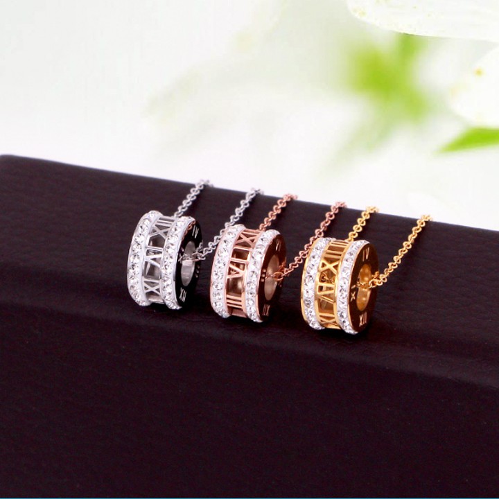 Dây chuyền nữ titan lồng khoen tròn la mã siêu đẹp, bền màu, chuẩn thời trang