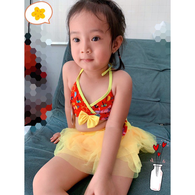 ( SIZE 12 -18kg) - Đồ Bơi Bikini 2 Mảnh Bé Gái - váy bơi bé gái hình heo peppa ( Hình Mẫu Thật)