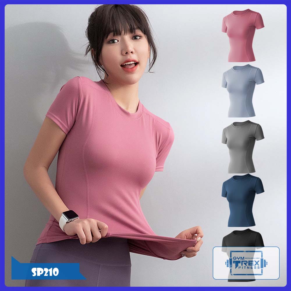 Áo tập gym nữ thun co dãn 4 chiều SP210, Áo thun thể thao nữ cộc tay [Gym Trex]