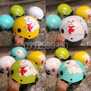Mũ Bảo Hiểm In Hình Khủng Long Cute, Nón Bảo Hiểm Nửa Đầu [TẶNG EMOJI LÒ XO]