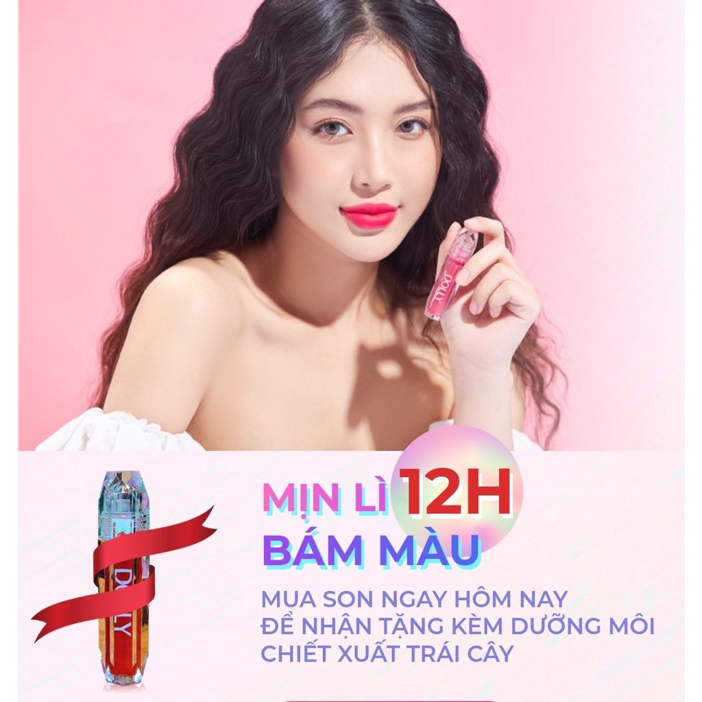 SON DOLLY DIAMOND FULL 12 MÀU- Son kem lỳ, không trôi, tặng 1 dưỡng môi  cao cấp khi mua 3 cây
