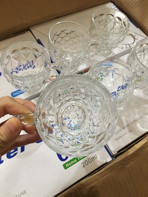 Bộ 6 ly thủy tinh có quai cầm hàng cao cấp