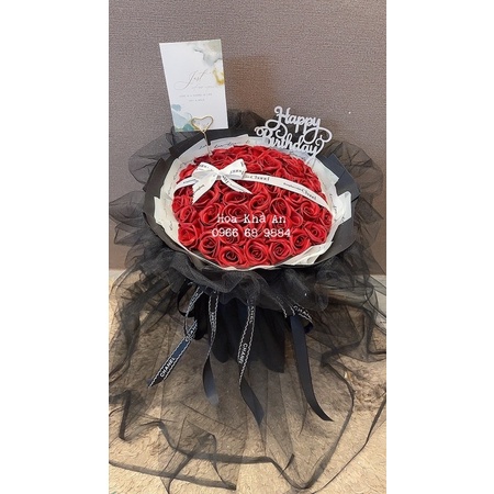 [Quà sinh nhật] Bó hoa sáp 4 lớp mix voan lưới