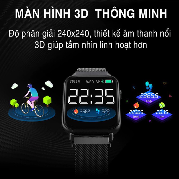 Đồng Hồ Thông Minh Y6 Pro - Smartwatch Đo Huyết Áp Nhịp Tim Hỗ Trợ Tập Luyện Thể Thao