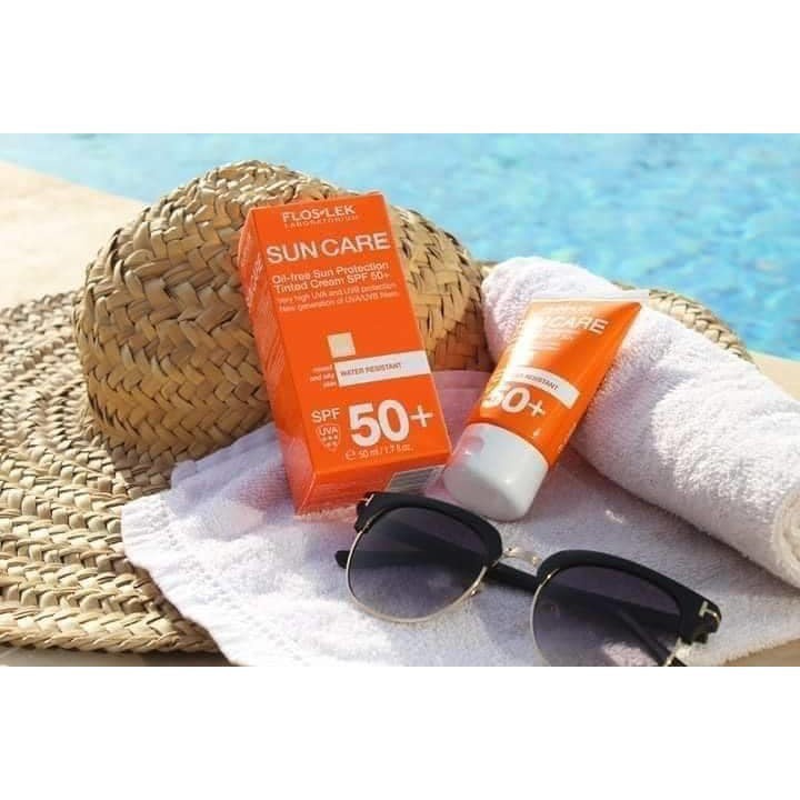 Kem Chống Nắng Floslek Sun Care - Oil Free Sun Protection Tinted Cream SPF50+ 50ml Cho Da Dầu Mụn - YUPA.STORE