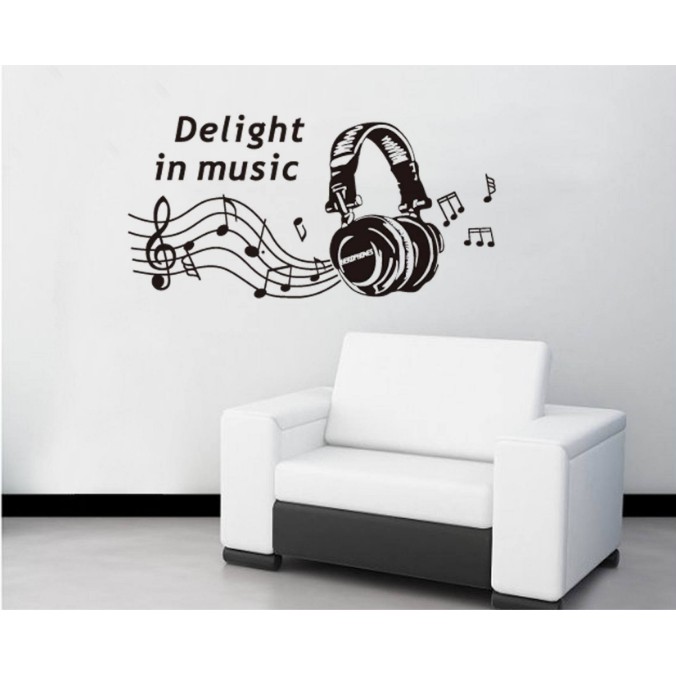 Decal trang trí tường Tai Nghe Music sành điệu