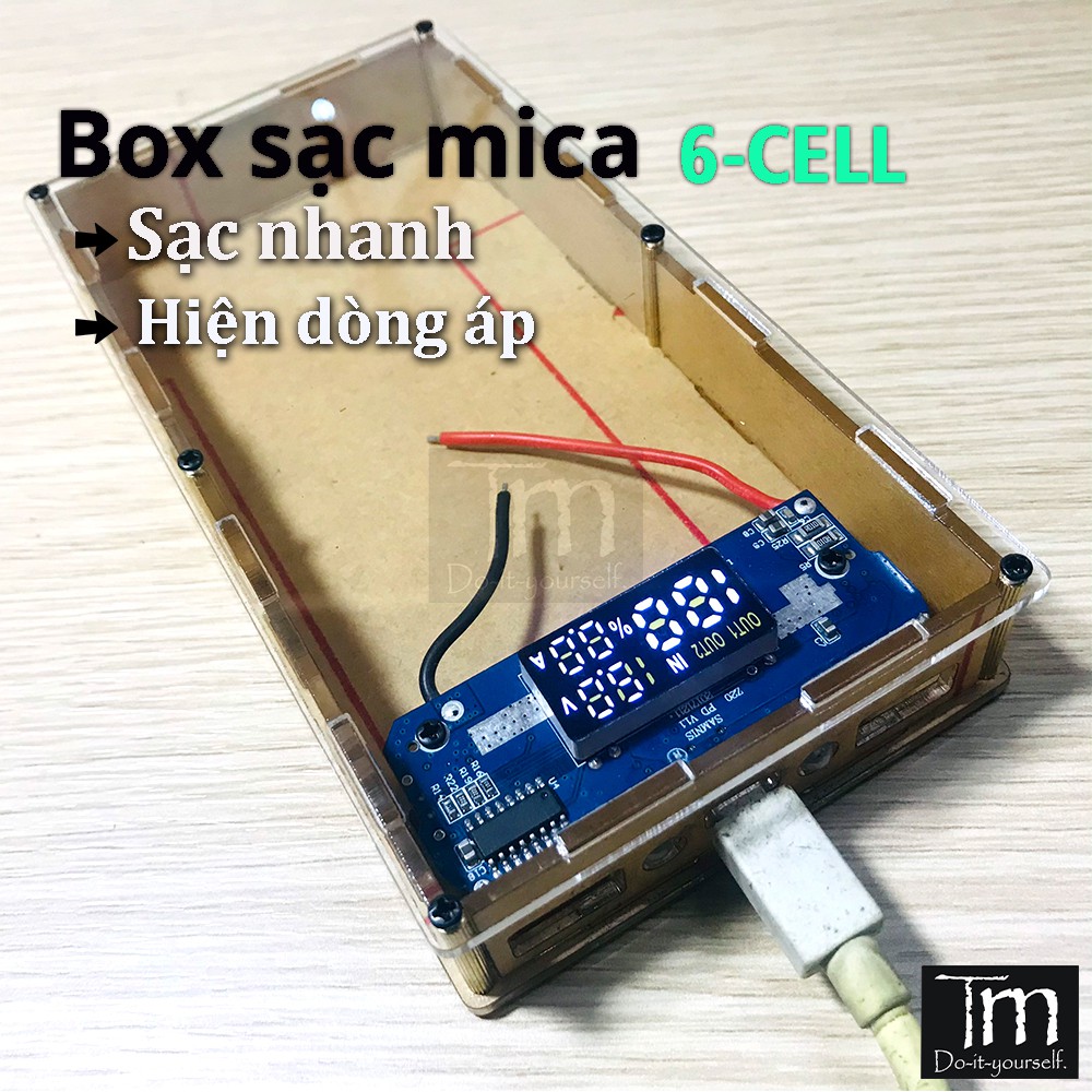 Box Sạc Dự Phòng Sạc Nhanh QC3.0 6 Cell Hiển Thị Đầy Đủ