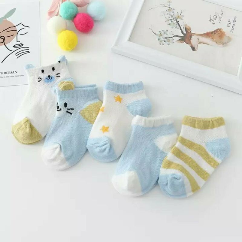 Set 5 đôi tất lưới điều hoà cho bé trai gái sơ sinh_3 tuổi