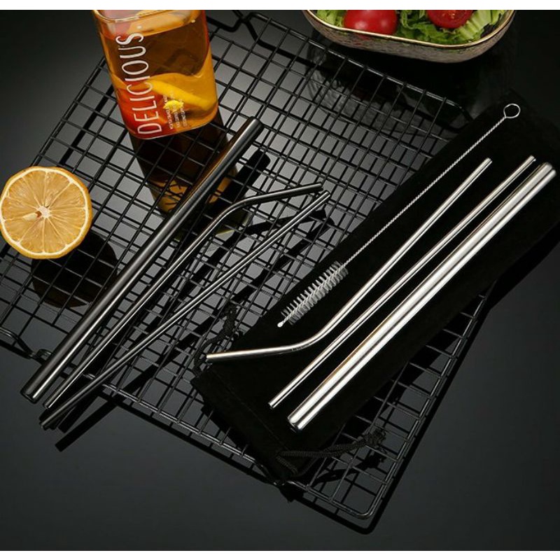 Bộ 3 ống hút inox kèm cọ rửa