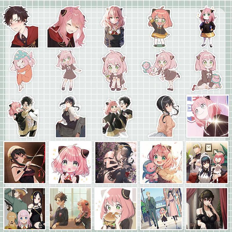 Hộp 120 Hình Dán Anime SPYxFAMILY Loid Forger Anya Forger Yor Forger Cho Điện Thoại / Laptop