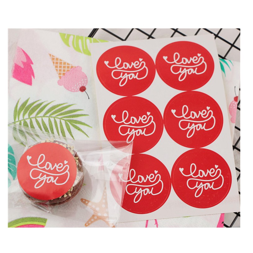 set 6 nhãn dán love you size 4 cm