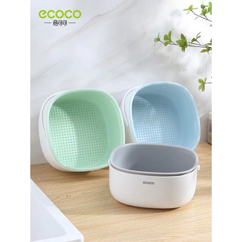 Rổ rửa rau củ quả kèm chậu hấng ecoco chính hãng