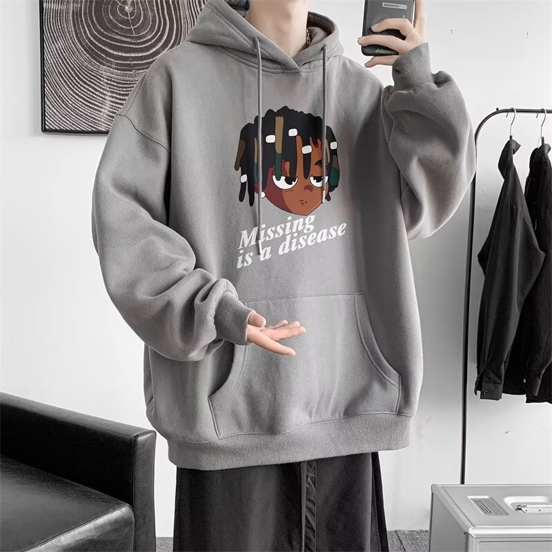 【M-5XL】Fashion Men's Japanese style Casual hoodie letter Printed Winter Sweatshirt Unisex high quality Large size loose Hood