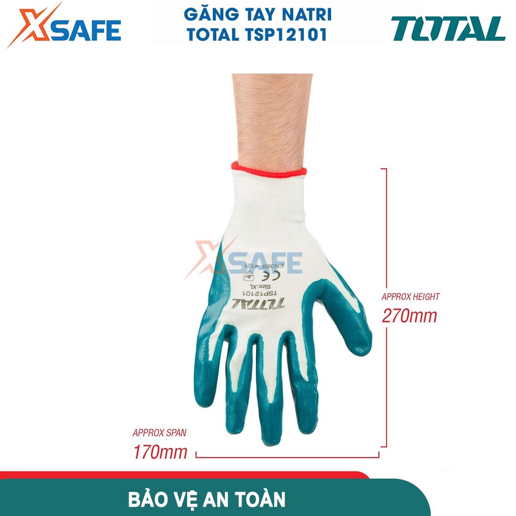 Găng tay bảo hộ chống dầu TOTAL TSP12101 bao tay bảo hộ lao động phủ nitrile chống trơn trượt, dầu mỡ, nhớt, sơn phun