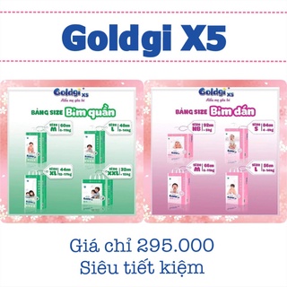 Tả bỉm Nhật Goldgi X5 Dán/Quần Đủ Size NB92/S84/M66/M60/L56/L48/XL44/XXL32