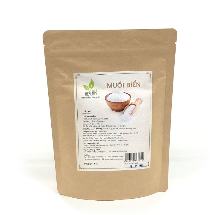 Muối biển tinh khiết 500g Viet Healthy - nguyên chất, giàu khoáng chất tự nhiên, không tẩy trắng