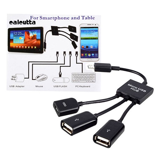 Đầu chuyển đổi HUB chia đầu cắm Micro USB OTG sang hai lỗ cắm USB 2.0 3 trong 1 dành cho Samsung