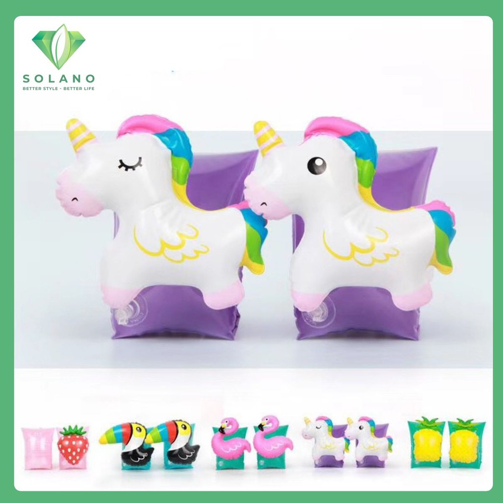 Bộ 2 Phao Tập Bơi Hình Kỳ Lân - Ngựa 1 Sừng (Unicorn) Đeo Cánh Tay An Toàn Cho Bé SS-001189