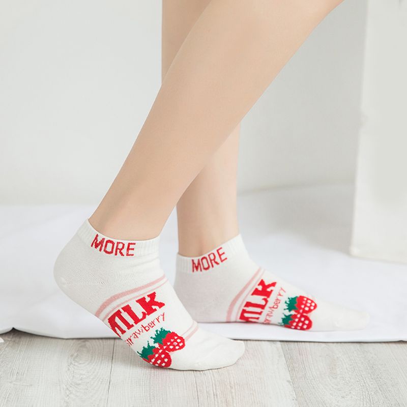 Youyo Vớ Cotton Cổ Thấp In Họa Tiết Hoạt Hình Phong Cách Nhật Bản Thời Trang Mùa Hè Cho Nữ