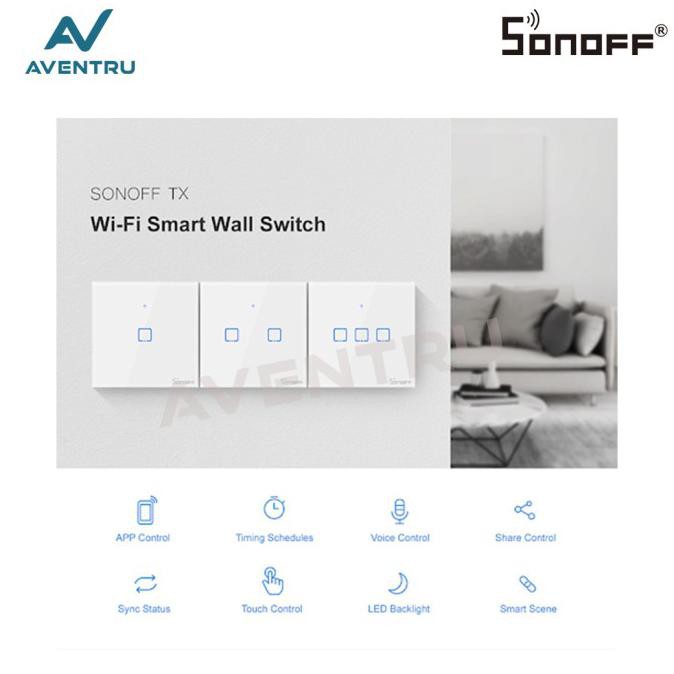 Công Tắc Cảm Ứng Thông Minh Sonoff Touch Tx T0 Eu 1gang / 1channel / 1ch Wifi