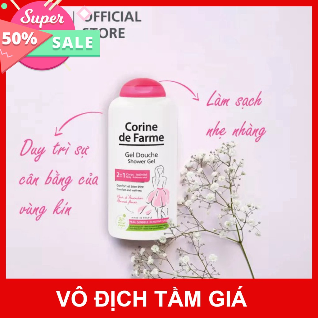 [CHÍNH HÃNG] Corine De Farme Gel Tắm Toàn Thân Và Làm Sạch Vùng Cơ Quan Sinh Dục Ngoài Shower Gel 2 In 1 250ml