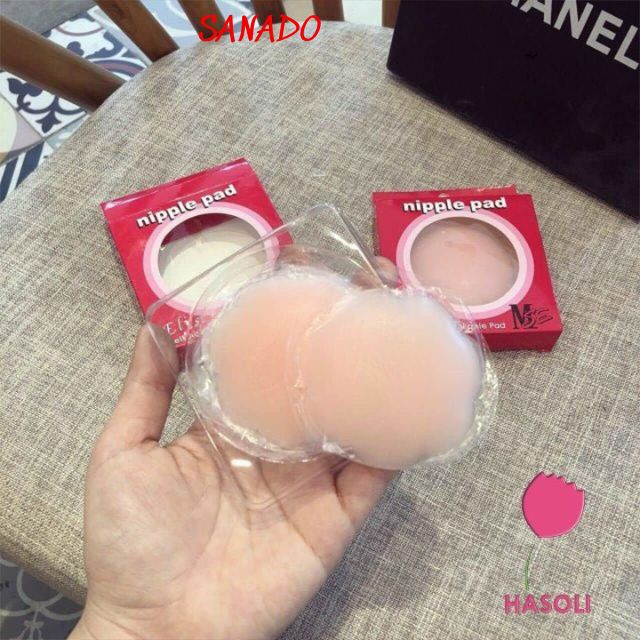 ( NH01) hộp 2 chiếc miếng dán ngực, dán ti nhũ hoa silicon cao cấp siêu dính - Sanado