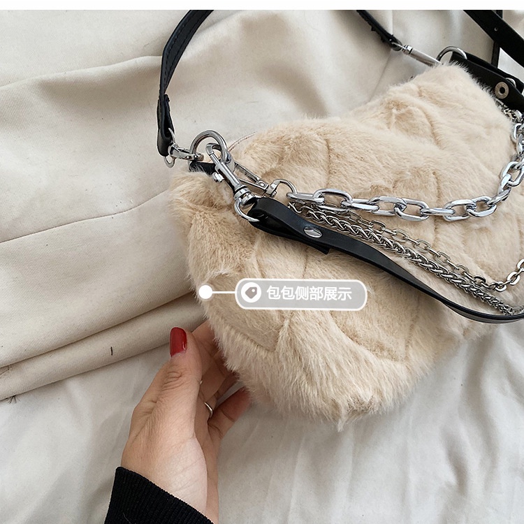 Túi Đeo Vai Phối Lông Thiết Kế Xinh Xắn Cho Nữ