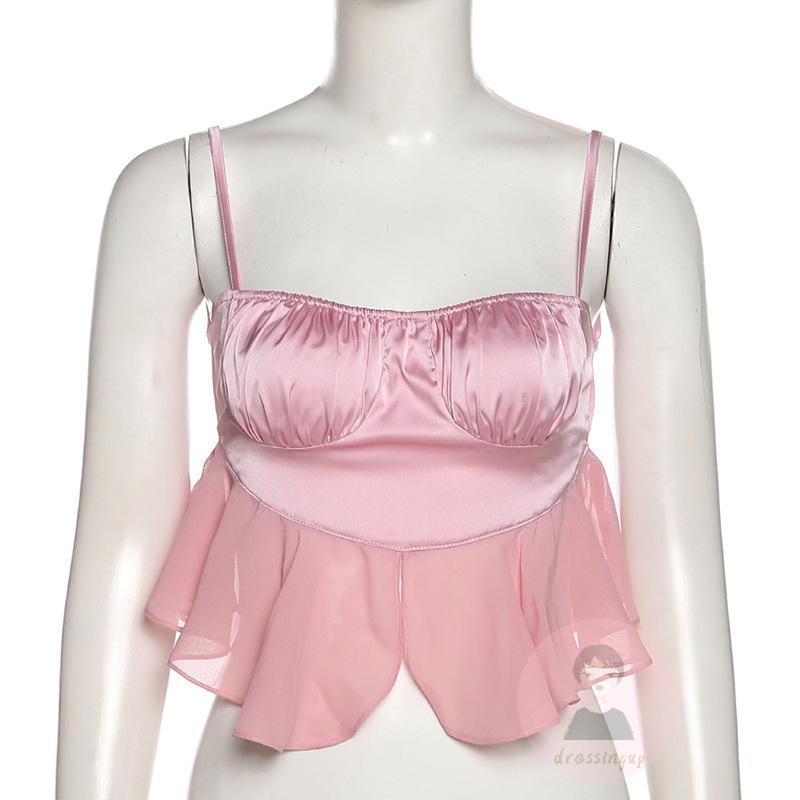 Áo Hai Dây Ôm Dáng Màu Sắc Trơn Hở Lưng Cho Nữ