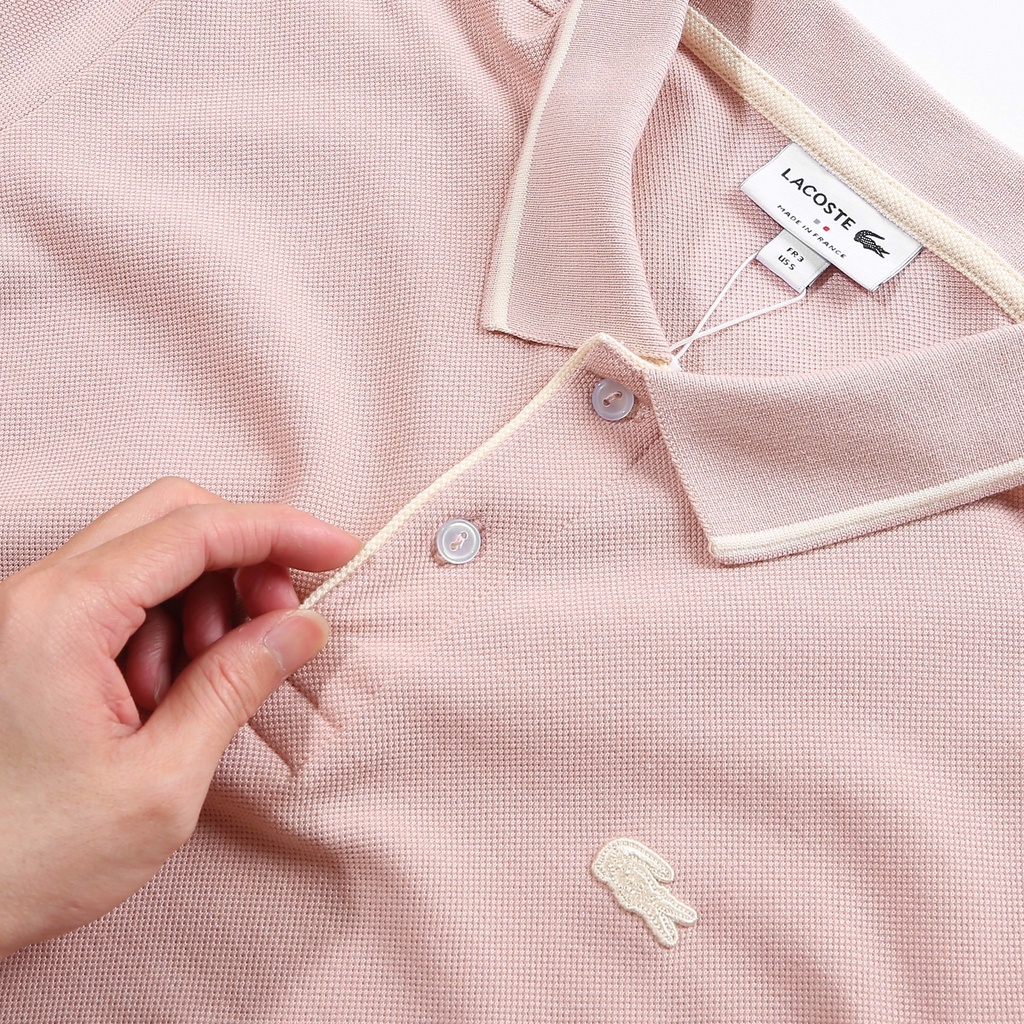 Áo Thun Nam Regular POLO LACOSTE TRƠN VIỀN LOGO VÀNG vải cá sấu logo thêu dáng dài cực đẹp 4 màu hàng xuất xịn