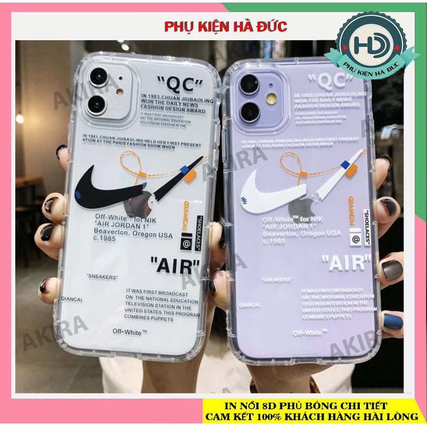 ốp lưng logo n.i.k.e o.f.f w.hite dẻo trong chống sốc dày 2.0mm cho dòng máy iphone Akira case