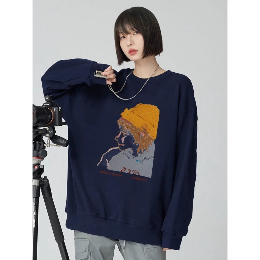 Áo sweater mỏng cổ tròn tay dài dáng rộng phong cách Hàn Quốc thời trang mùa thu cho nữ 2021 | BigBuy360 - bigbuy360.vn