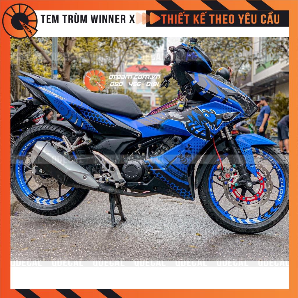 Tem trùm Winner X decal 3 lớp phong cách Ong chăm chỉ tông Xanh Đen thiết kế theo yêu cầu