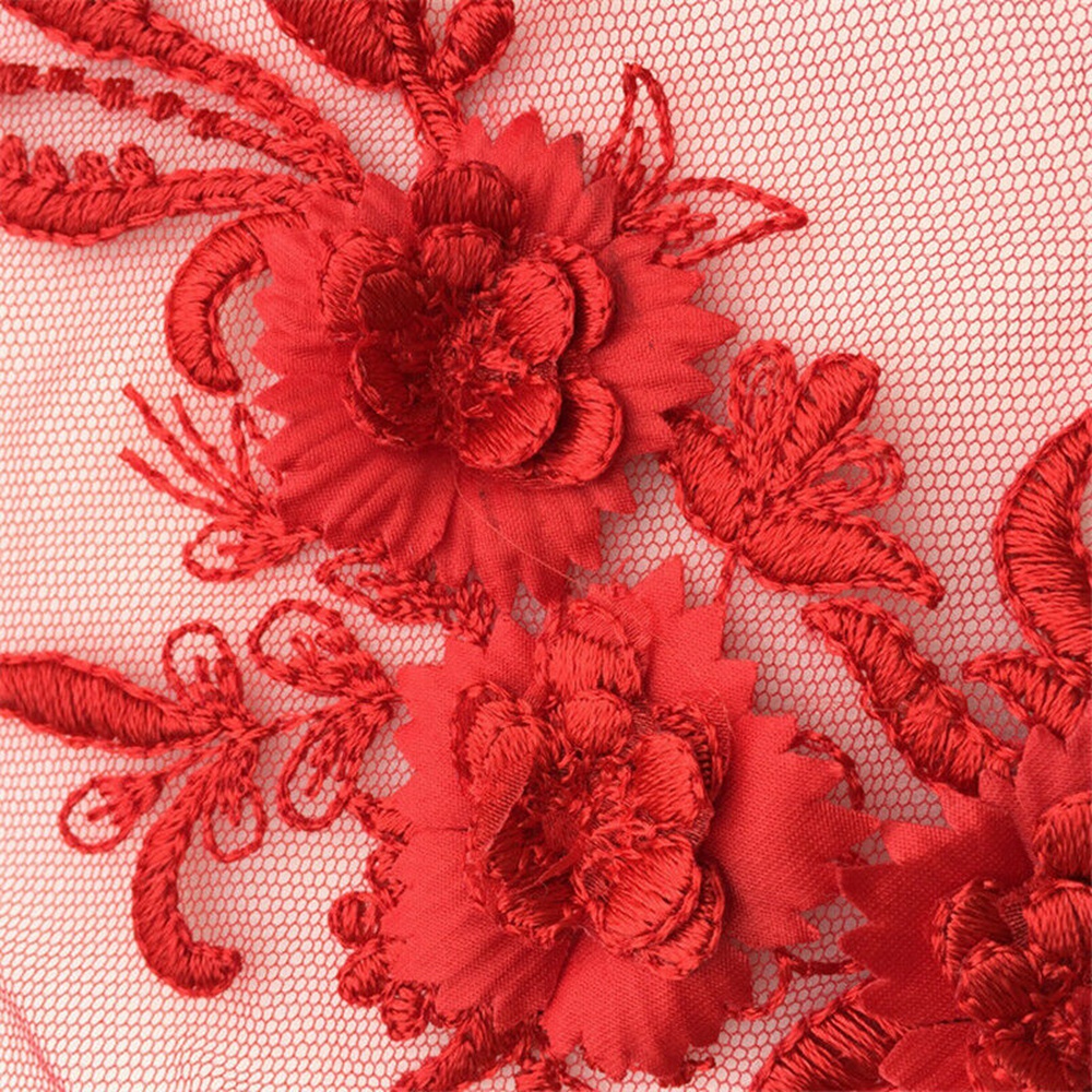 HCHCPhụ kiện hình hoa bằng vải tuyn phối ren đính ngọc trai thêu trang trí váy cưới/ quần áo thủ công DIY