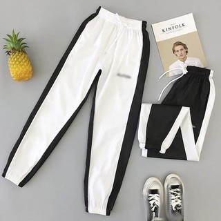 Quần thể thao jogger - phối sườn đen trắng - hàng cao cấp