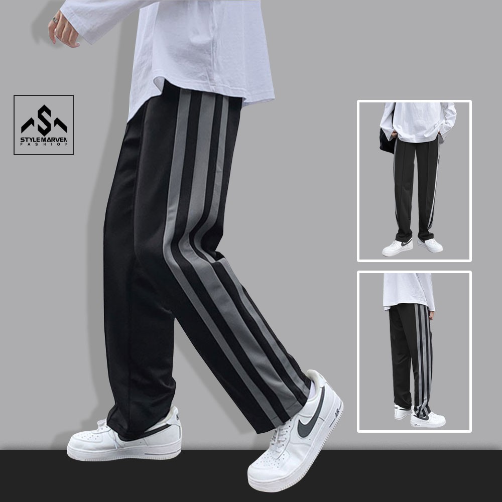 Quần culottes nam ống rộng STYLE MARVEN phối ba sọc thể thao - QUAN SM079