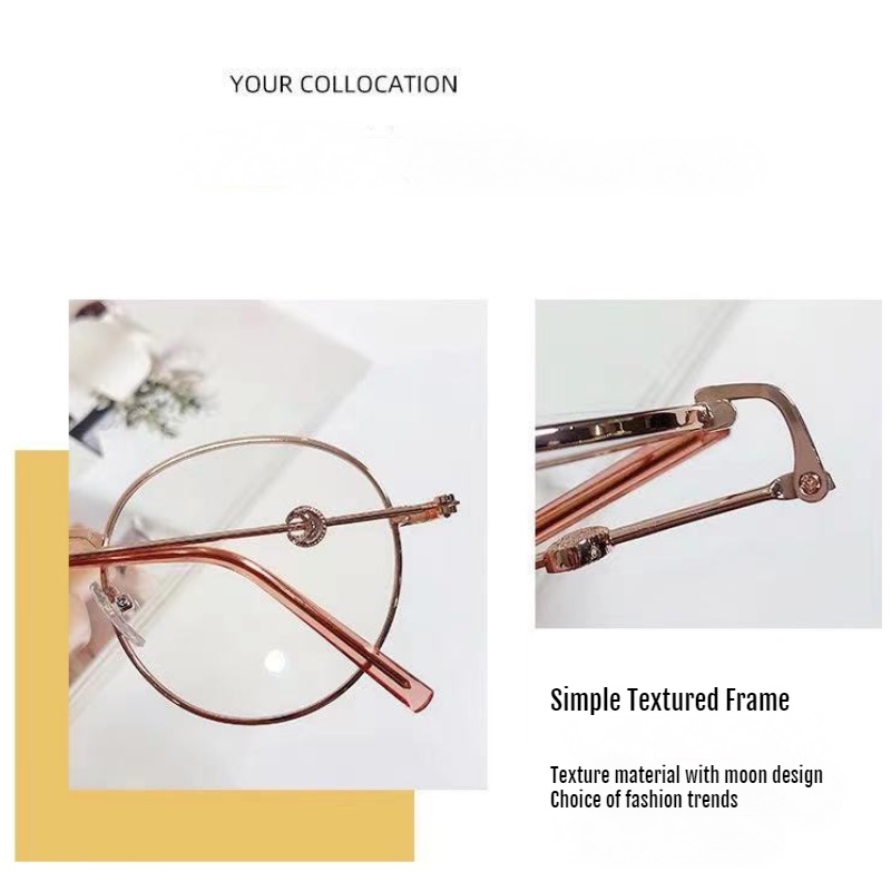 Kính Mát Gọng Kim Loại Tròn Chống Bức Xạ Cho Nữ